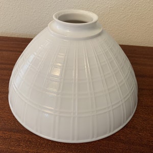 Vintage Grid Pattern Milk Glass Lamp Shade