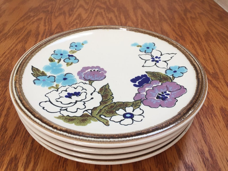4 Vintage Mikasa Int/'l Nature/'s Gallery ~ Garden Terrace Pattern ~ Plates ~ D8005