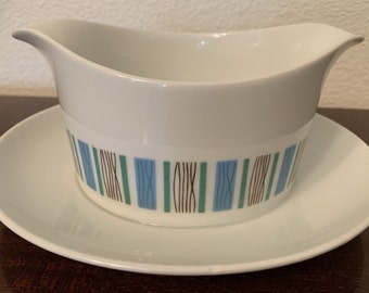 Vintage Harmony House Scandia Sauciere Boot mit befestigtem Unterteller