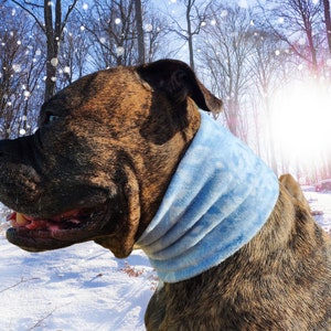 Handmade Fleece Dog Infinity Scarf: Snowflake Print Winter Warmer