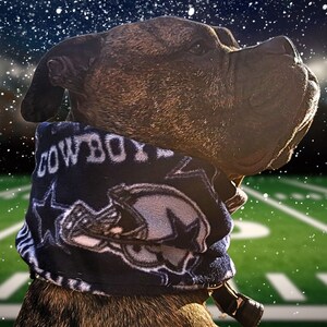 Handmade Dallas Cowboys Fleece Dog Scarf: Warm Winter Infinity Scarf