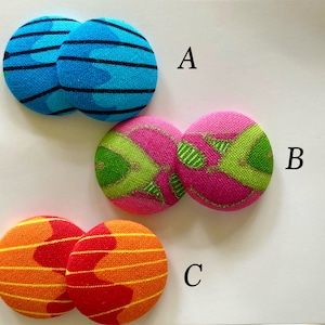 Fashion Button Earrings, Fabric Button Earrings, Covered Button Earrings