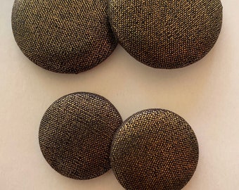 Gold Metallic Fabric Button Earrings
