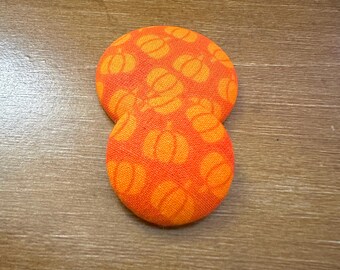 Pumpkin Fabric Covered Button Earrings