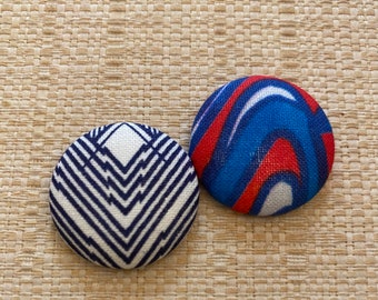 Patterned Button Earrings, Fabric Button Earrings, Covered Button Earrings