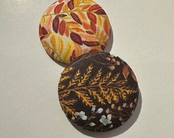 Handmade Fall Leaves Fabric Button Earrings