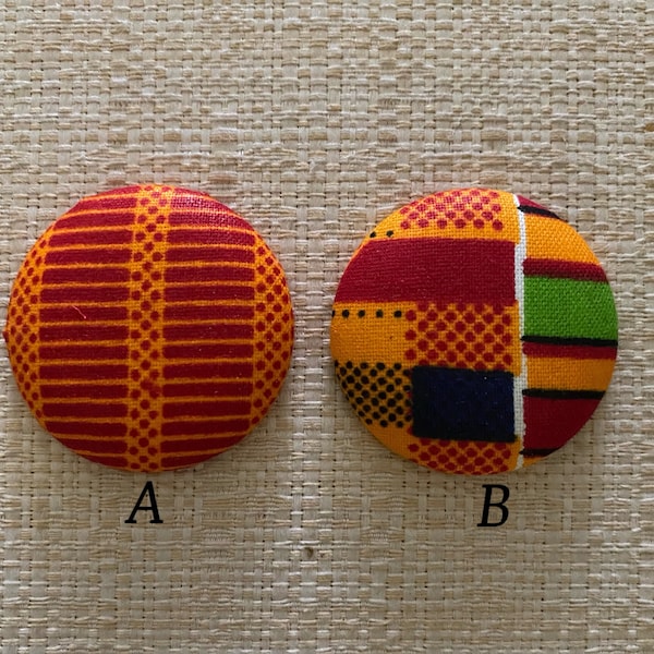 Kente Button Earrings