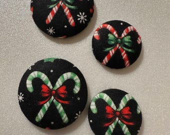 Candy Cane Button Earrings; Covered Bottom Earrings