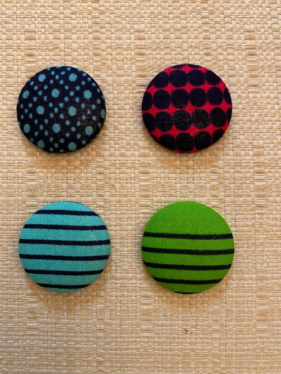 Fashion Button Earrings, Fabric Button Earrings, Covered Button