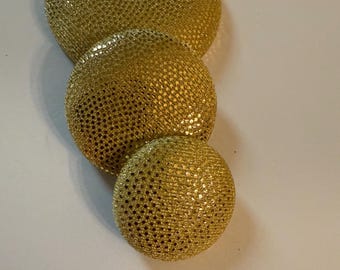Gold Foil Button Earrings | Fabric-Covered Statement Earrings | Post or Clip-On