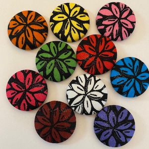 Flowers Button Earrings, Fabric Button Earrings, Covered Button Earrings
