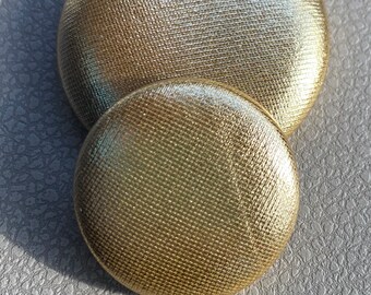 Solid Gold Lame Fabric Button Earrings