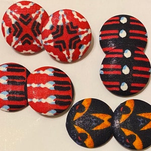 Fabric Button Earrings, Covered Button Earrings