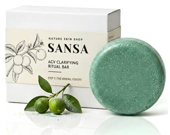 Apple Cider Vinegar Shampoo Bar | Sansa Clarifying Solid Hair Care | Oily Hair Treatment | Zero-Waste