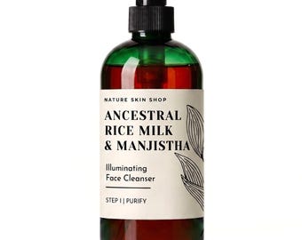 Rice Milk & Manjistha Facial Cleanser | Ayurvedic Face Wash for Sensitive Skin | Redness Relief Skincare | Enzyme Wash 8 ounces