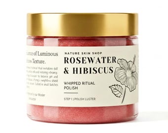 Rosewater and Hibiscus Whipped Ritual Polish: Botanical AHA Sugar Body Scrub 8 oz