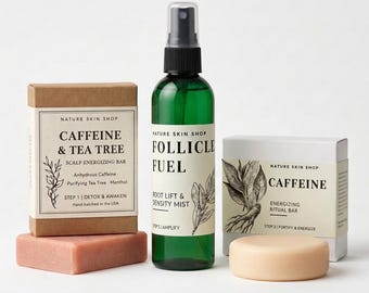 Caffeine Density Protocol 3-Piece Hair Set – Volumizing Shampoo Bar, Conditioner Bar & Root Lift Mist