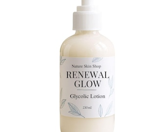 Loción de ácido glicólico RENEWAL, crema corporal exfoliante con AHA para una textura suave, piel radiante e hidratante.