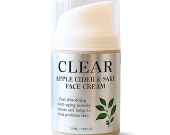 Crema viso CLEAR al sidro di mele e sakè per pelli grasse, crema idratante riequilibrante per i pori, cura della pelle naturale purificante, lozione viso quotidiana