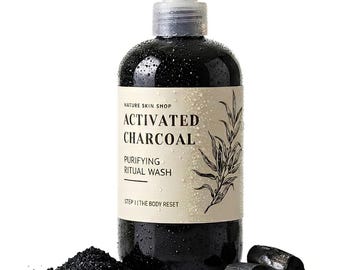 Charcoal and Tea Tree Body Wash, Detoxifying Cleanser for Acne, Oily Skin Clogged Pores