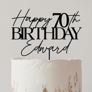 Personalized Birthday Cake Topper, Custom Birthday Cake Topper, Cake Topper With Name, Happy 30th 40th 50th 70th Birthday, Gold Cake Topper