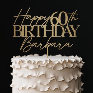 Personalized Birthday Cake Topper, Custom Birthday Cake Topper, Cake Topper With Name, Happy 30th 40th 50th 60th Birthday, Gold Cake Topper