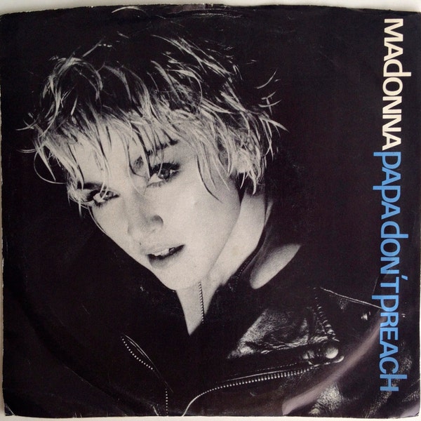 Madonna  -  Papa Don't Preach / Pretender 7' Single 45 RPM Vinyl Record, Sire - 7-28660, Pop, Rock, 1986, Original Pressing