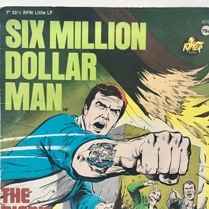 Six Million Dollar Man - The Bionic Berserker 7&quot; Vinyl Record Album, Power Records - 2310, Children, Story, 1975, Original Pressing
