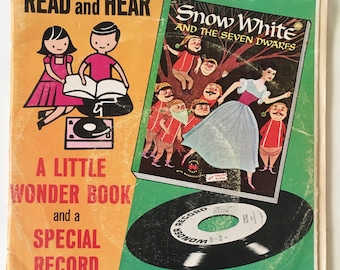 Biancaneve e i sette nani 7' Vinyl Record / Read Along Book, Golden - 00226, 1955 Stampa originale
