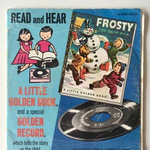 Frosty The Snowman 7&#39; Vinyl Record / 24 Page Read Along Book, Golden - 00179, 1951 Original Pressing