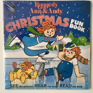 Raggedy Ann & Andy - Christmas Fun Book SEALED 7&#39; Vinyl Record / 24 Page Book, Kid Stuff KSR 971, Children&#39;s Story, 1981, Original Pressing