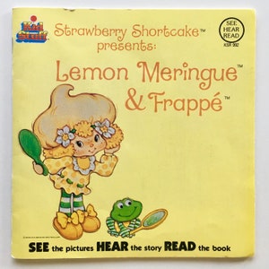 Strawberry Shortcake - Lemon Meringue & Frappé 7&#39; Vinyl Record /  Book, Kid Stuff - KSR 992, Children&#39;s Story, 1982, Original Pressing