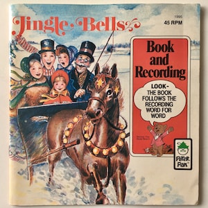 Jingle Bells 7&#39; Vinyl Record / Read Along Book, Peter Pan Records-1995, 1977 Original Pressing