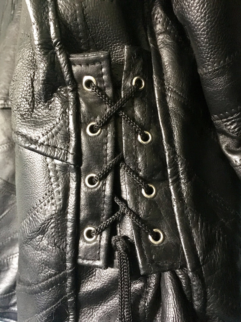 Black Genuine Patchwork Leather Motorcycle Jacket | Etsy