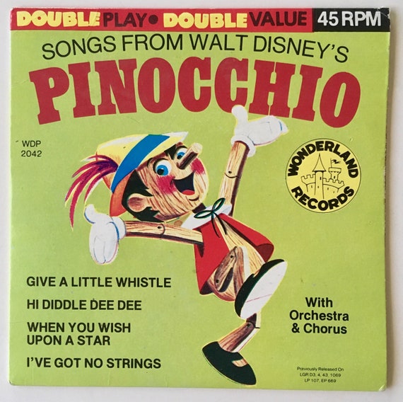 Pinocchio (songs From Walt Disney's) 7' Vinyl Record, Wonderland