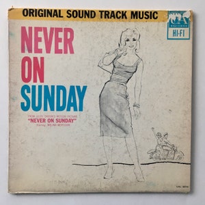 Never On Sunday Soundtrack LP Vinyl Record Album, United Artists Records - UAL 4070, 1960, Original Mono Pressing