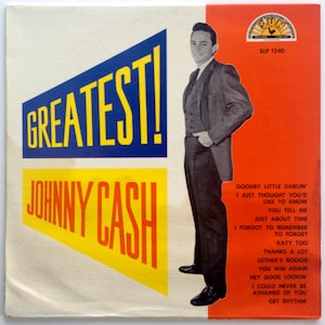 Johnny Cash  - Greatest! LP Vinyl Record Album, Sun Record Company - SLP 1240, Country, Rock, 1959, Mono, Original Pressing