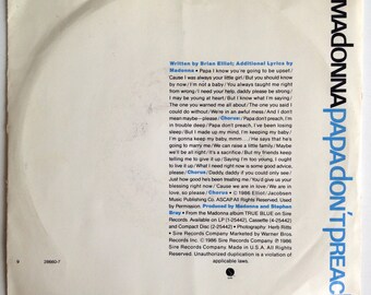 Madonna - Papa Don't Preach / Pretender 7' Single 45 RPM Vinyl