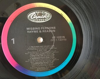 Missing Persons - Rhyme & Reason LP Vinyl Record Album, Capitol