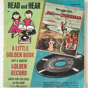 Jack and the Beanstalk 7&#39; Vinyl Record /  Read Along Book, Golden - 00163, 1956 Original Pressing
