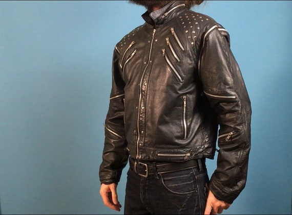Black Leather Motorcycle Jacket (Converts to Vest… - image 8