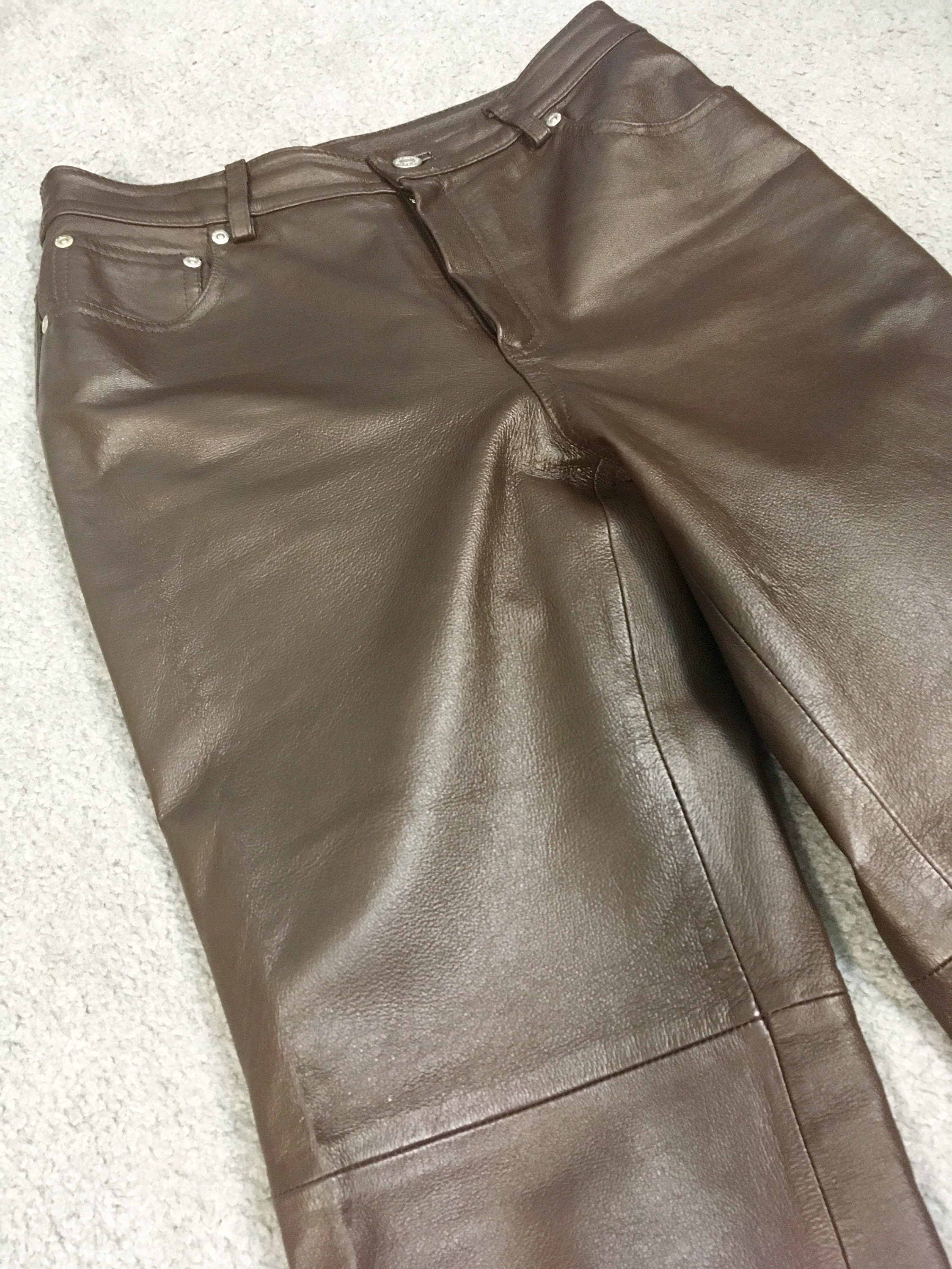 Brown Leather Pants Newport News Size 28 / 6 | Etsy