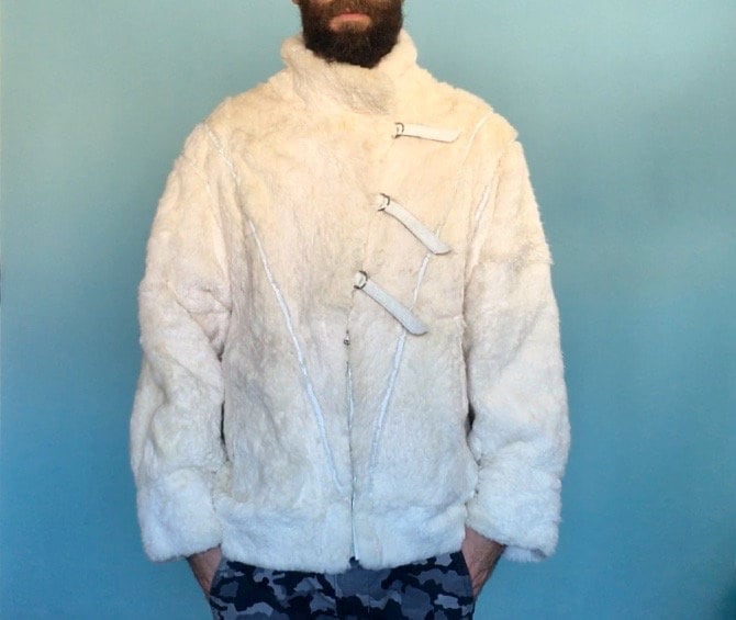 Rabbit Fur Coat, Leather Jacket Featuring a Unique Sylishly