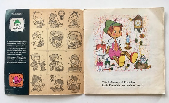 Pinocchio 7' Vinyl Record / Book, Peter Pan Records-1946