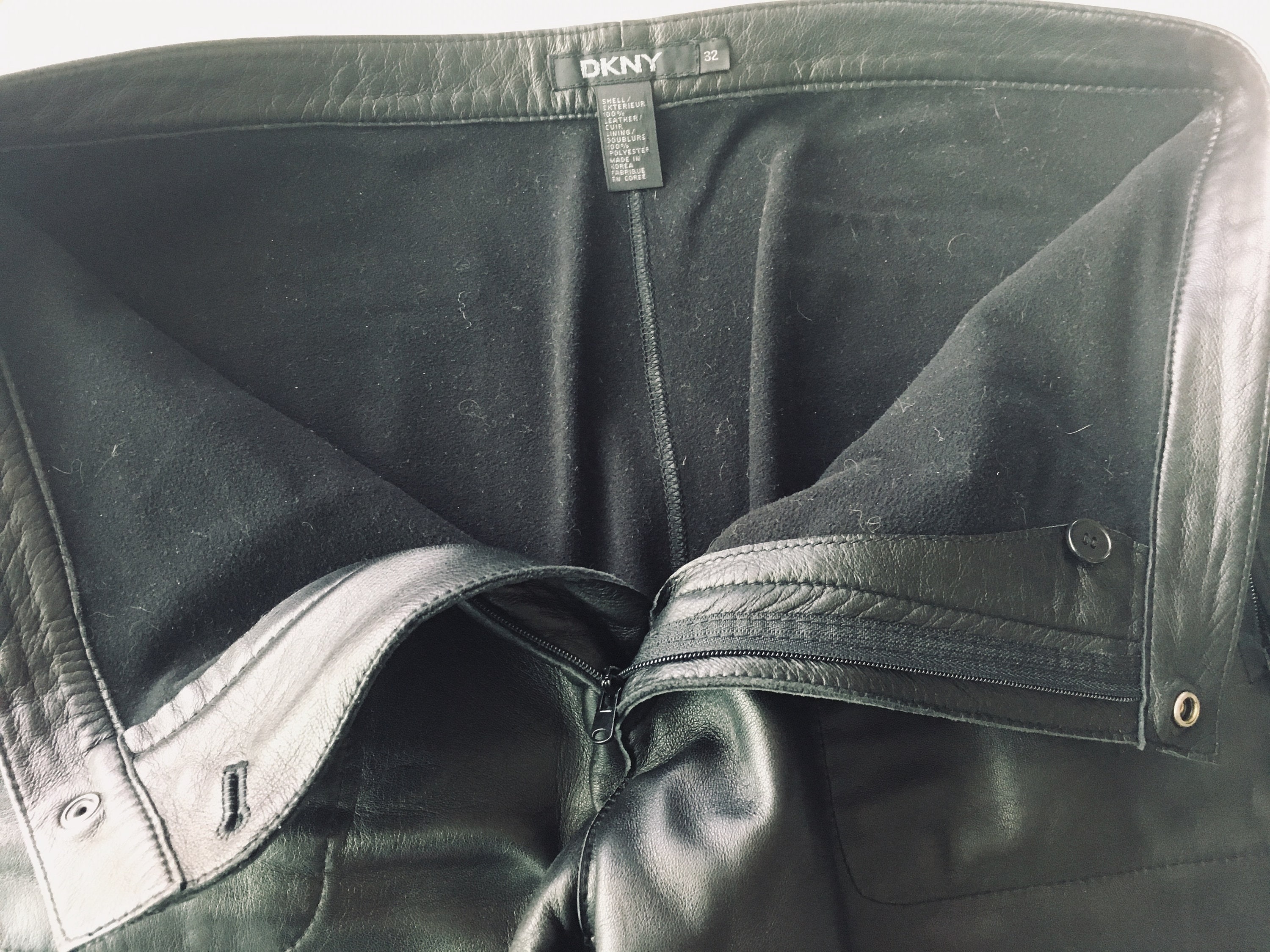 Black Leather Pants DKNY Size 32 - Etsy