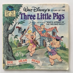 The Three Little Pigs (Walt Disney&#39;s Story of) 7&#39; Vinyl Record / Book, Disneyland - LLP 303, 1965, Original Pressing