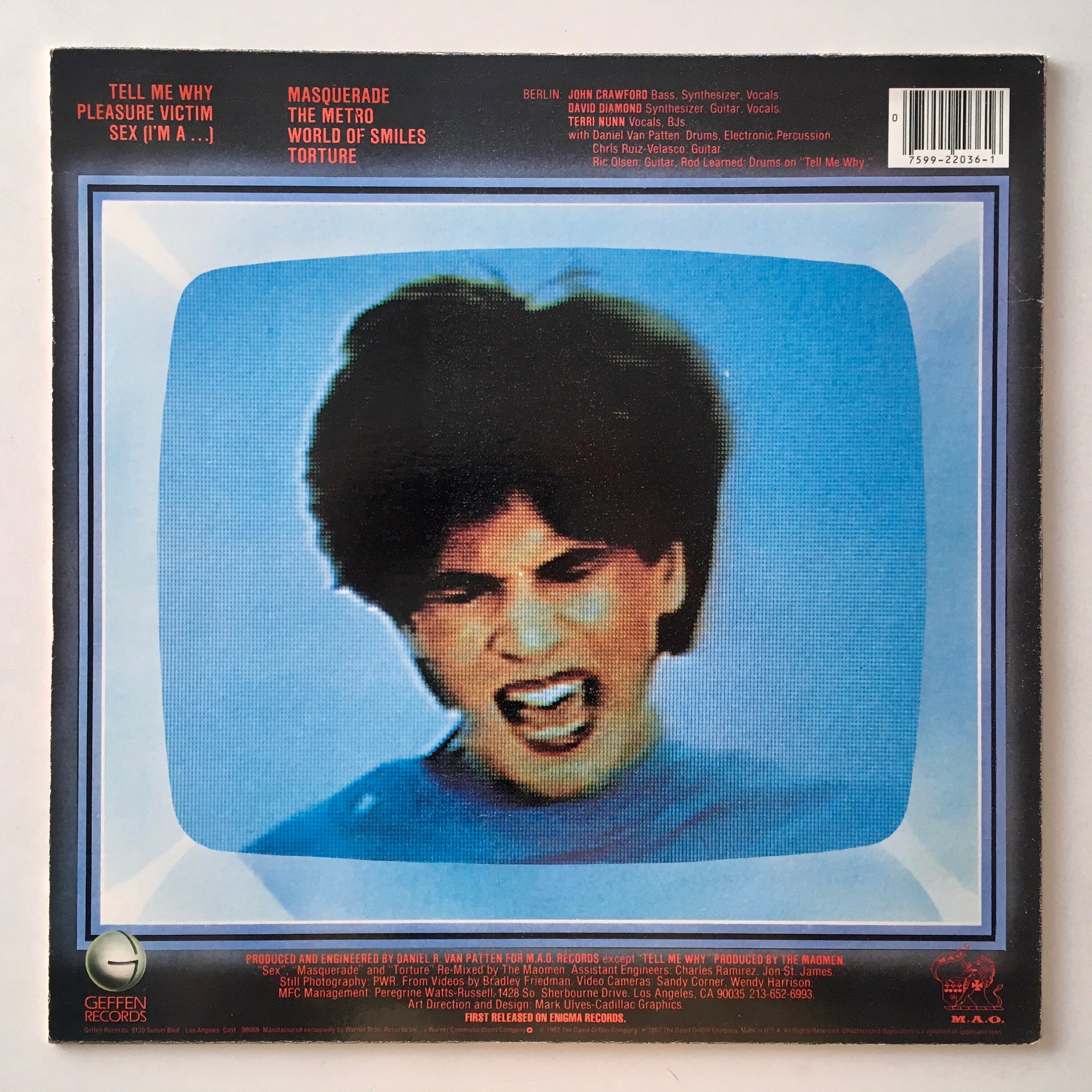 Berlin - Pleasure Victim LP Vinyl Record Album, Geffen Records