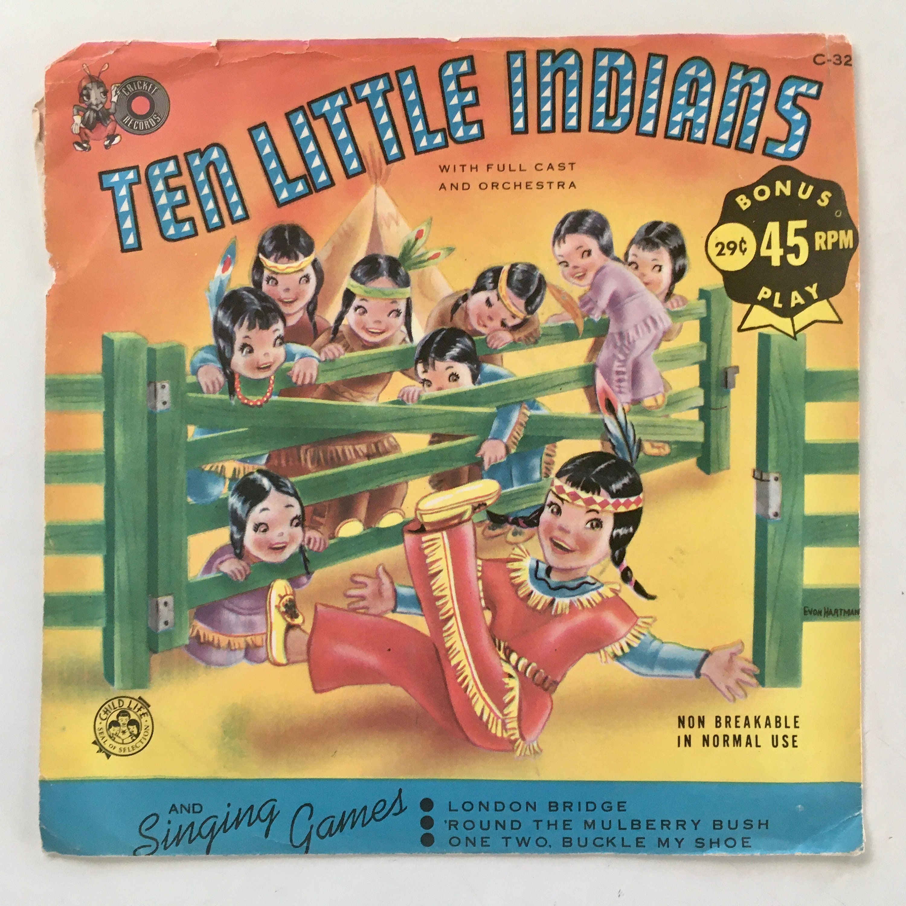 テン・リトル・インディアンズ 7' 45 RPM ビニールレコード