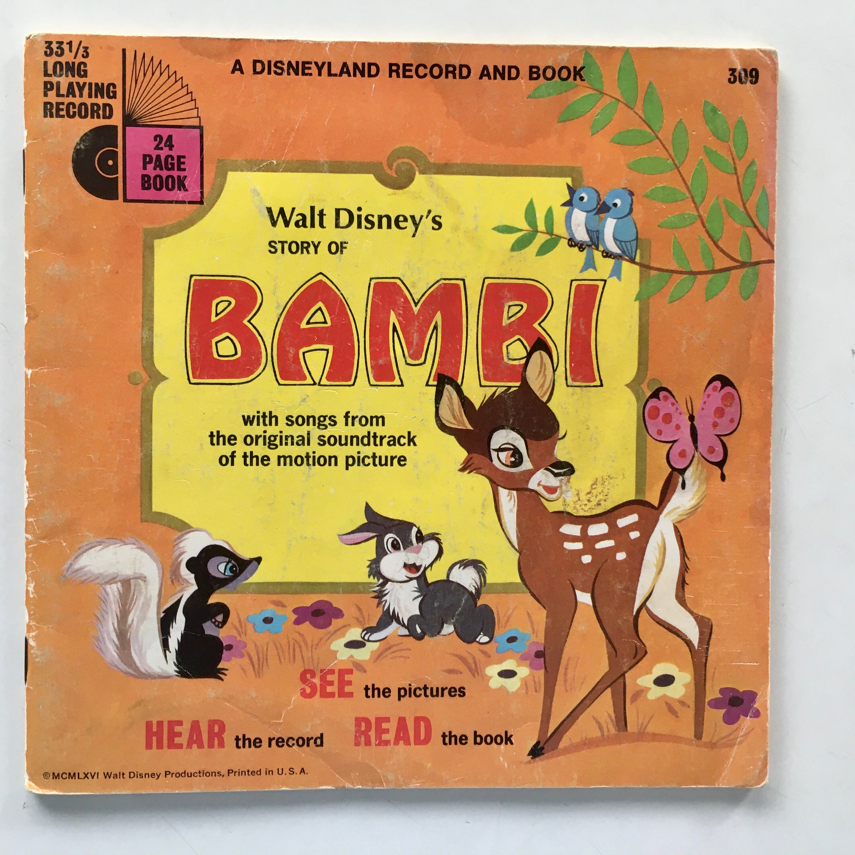 Walt Disney's Story of Bambi 7' Vinyl Record / Book, Disneyland