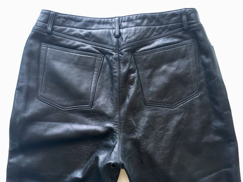 Black Leather Pants Marisa Christina Size 31 / 10 Petite - Etsy